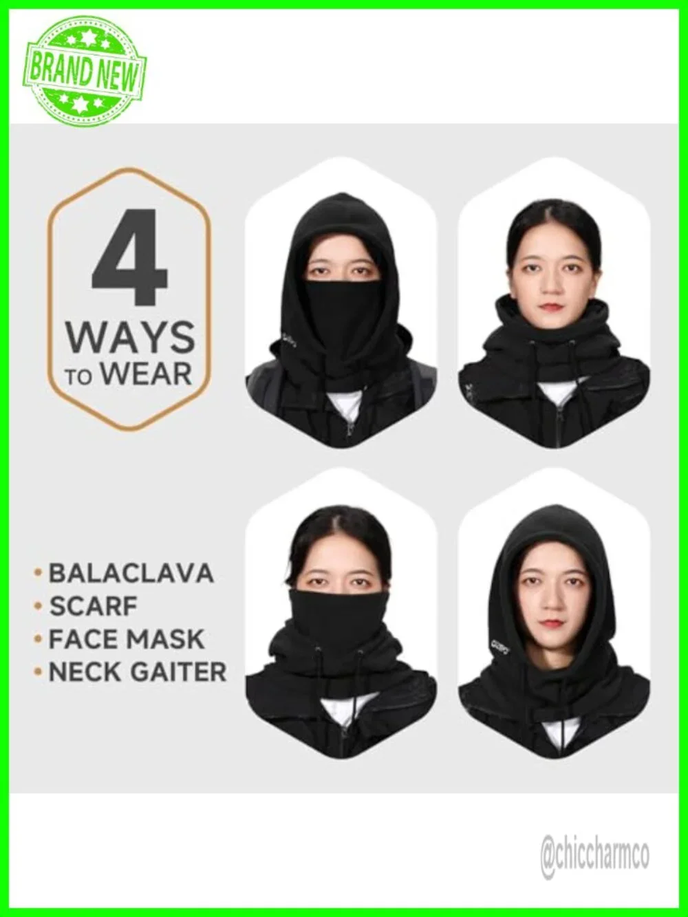 Polar Fleece Balaclava & Touchscreen Gloves Set for Skiing